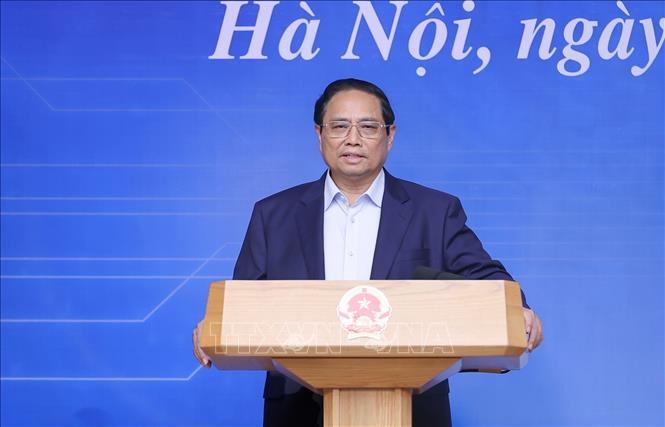 Thủ tướng Phạm Minh Chính chủ trì Hội nghị phát triển nguồn nhân lực bán dẫn. Ảnh: Dương Giang-TTXVN
